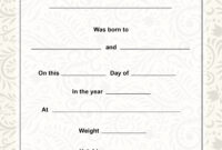 Printable Fillable Birth Certificate Template ~ News Word within Fake Birth Certificate Template
