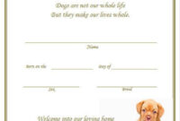 Puppy Birth Certificate | Etsy | Dog Birth, Birth Certificate Template pertaining to Pet Birth Certificate Template
