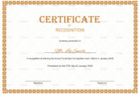 Recognition Certificate Design Template In Psd, Word inside Fascinating Certificate Of Recognition Template Word