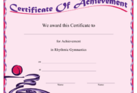 Rhythmic Gymnastics Certificate Of Achievement Template Download inside Simple Gymnastics Certificate Template