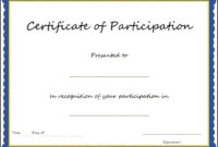 Sample Certificate Of Participation In Workshop – Dalep Within Certific throughout Fantastic Certification Of Participation Free Template