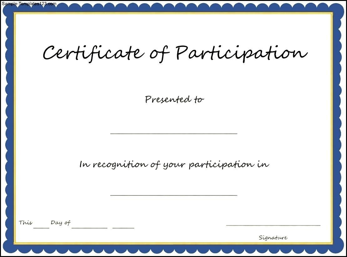 Sample Certificate Of Participation In Workshop - Dalep Within Certific throughout Fantastic Certification Of Participation Free Template