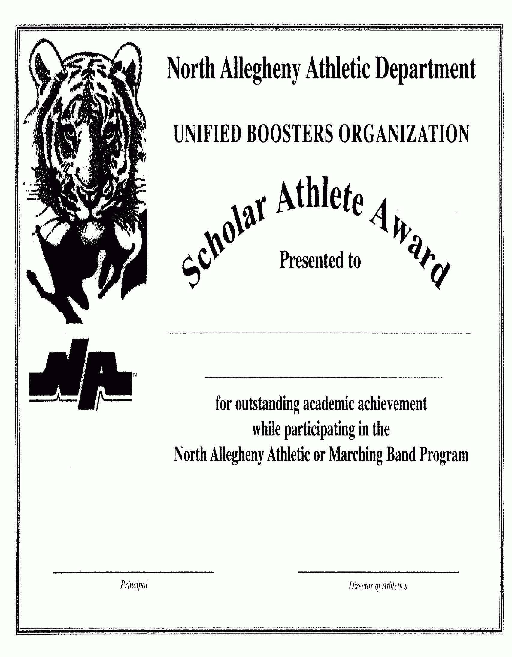 Scholar Athlete Award - North Allegheny Sports Network with regard to Fresh 7 Free Printable Softball Certificate Templates