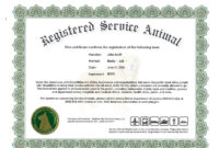 Service Dog Certificate Template – Atlantaauctionco inside Dog Obedience Certificate Template