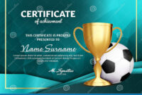 Soccer Certificate Diploma With Golden Cup Vector. Football. Sport regarding Soccer Certificate Template