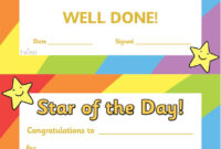 Star Of The Day Award Certificate | Student Certificates, Star Students for Student Of The Week Certificate Templates