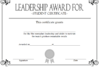 Student Leadership Certificate Template [10+ Designs Free] in Fascinating Leadership Award Certificate Templates