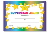 'Superstar' – Award Certificates, Schools,Teachers, Kids – 16 X A6 throughout Simple Star Student Certificate Templates