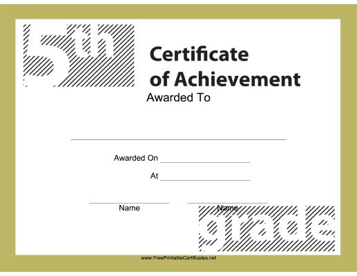 This Free, Printable, 5Th Grade Certificate Of Achievement Is Great For throughout 5Th Grade Graduation Certificate Template