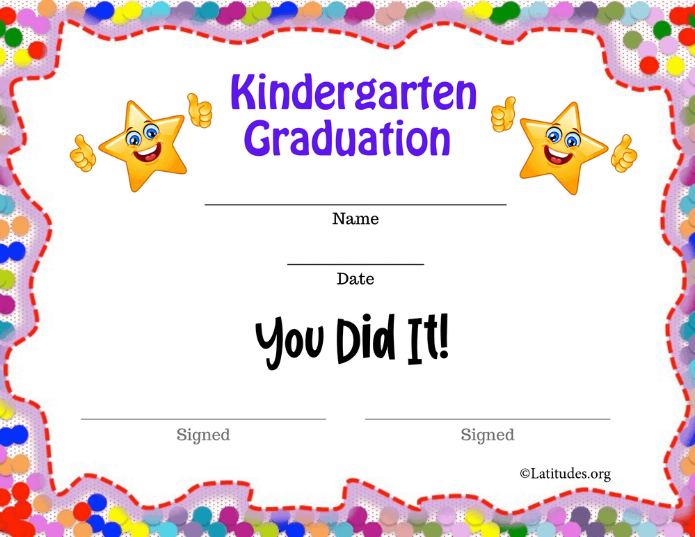 Thumbs Up Kindergarten Graduation Certificate - Acn Latitudes with Kindergarten Graduation Certificates To Print Free
