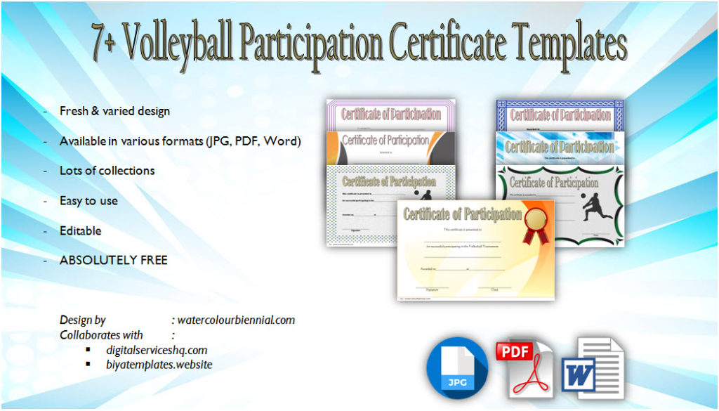 Volleyball Mvp Certificate Templates [8+ New Designs Free] with regard to 7 Certificate Of Championship Template Designs Free