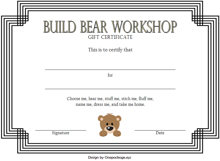 10+ Adorable Teddy Bear Birth Certificate Free Printables pertaining to New Stuffed Animal Birth Certificate Template 7 Ideas