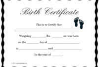 10 Free Printable Birth Certificate Templates (Word & Pdf) ~ Best intended for Novelty Birth Certificate Template