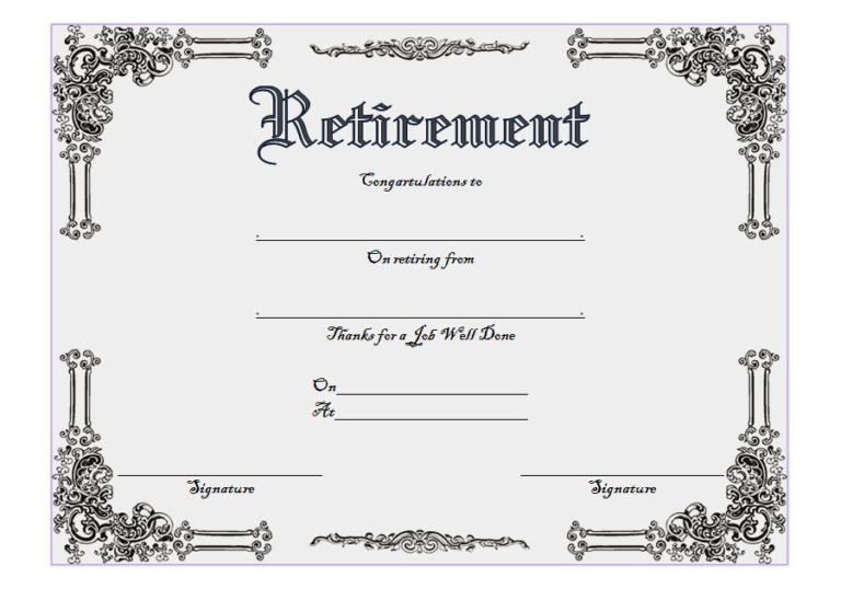 10+ Free Retirement Certificate Templates For Word pertaining to Retirement Certificate Template