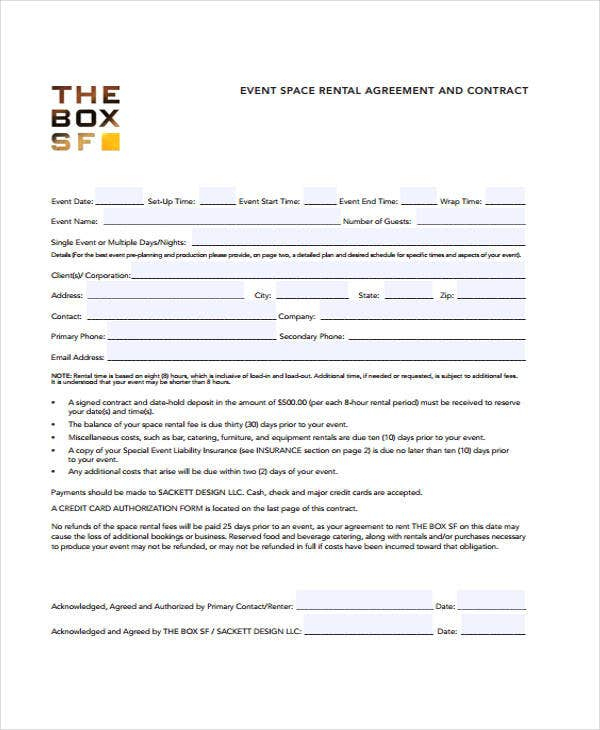 11+ Event Contract Templates - Free Sample, Example Format Download intended for New Event Venue Contract Sample