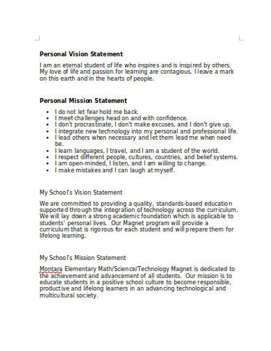 11+ Personal Mission Statement Templates In Pdf | Doc | Free &amp; Premium regarding Vision And Mission Statement Template