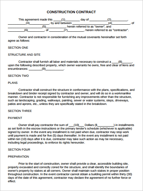 12+ Construction Agreement Template Free Word, Pdf Formats intended for Building Contract Agreement Template