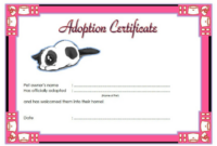 13+ Cat Adoption Certificate Free Printable Designs in Cat Adoption Certificate Templates