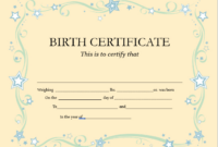 14 Free Birth Certificate Templates - Best Samples regarding Fresh Official Birth Certificate Template