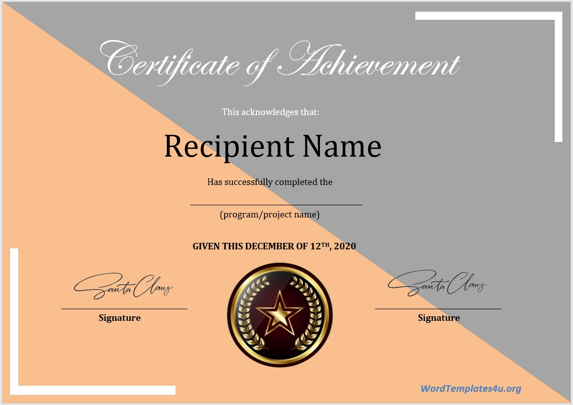16 Free Achievement Certificate Templates - Ms Word Templates pertaining to Fantastic Word Certificate Of Achievement Template