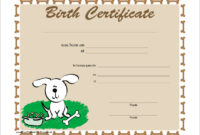 New Pet Birth Certificate Templates Fillable