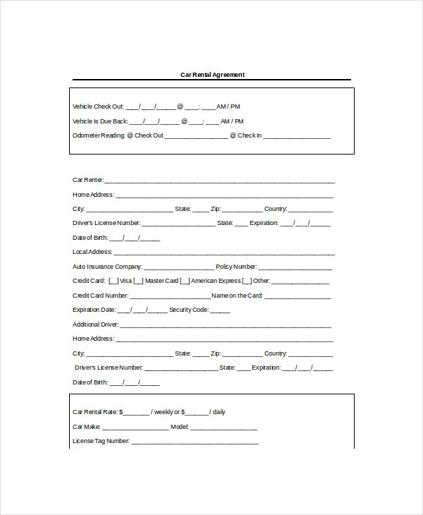 19+ Rental Agreement Templates - Free Word, Pdf Format Download | Free regarding Car Hire Contract Template
