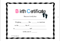 20 Free Birth Certificate Templates In Ms Word &amp;amp; Pdf regarding Birth Certificate Template For Microsoft Word