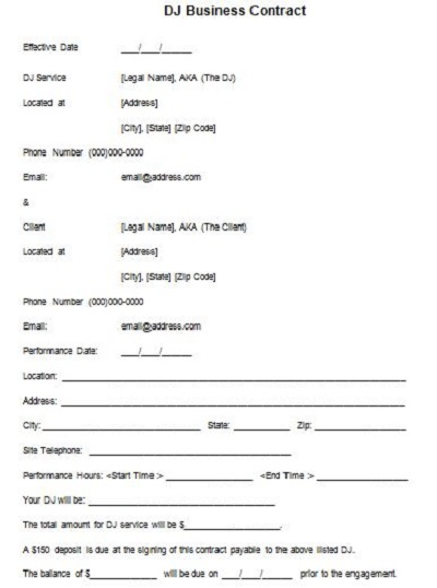 20+ Printable Dj Contract Templates, Sample &amp; Examples (Pdf) » Template regarding Wedding Musician Contract Template