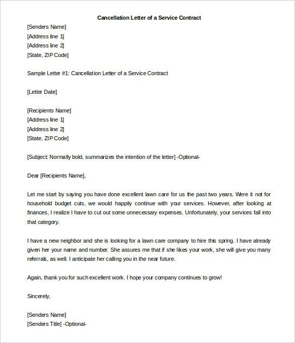 21+ Contract Termination Letter Templates - Pdf, Doc, Apple Pages within New Service Contract Cancellation Letter Template