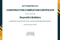 24+ Free Construction Certificate Templates [Customize & Download with New Certificate Of Completion Construction Templates