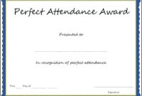 25 Perfect Attendance Certificate Template In 2020 | Perfect Attendance regarding Fascinating Perfect Attendance Certificate Free Template
