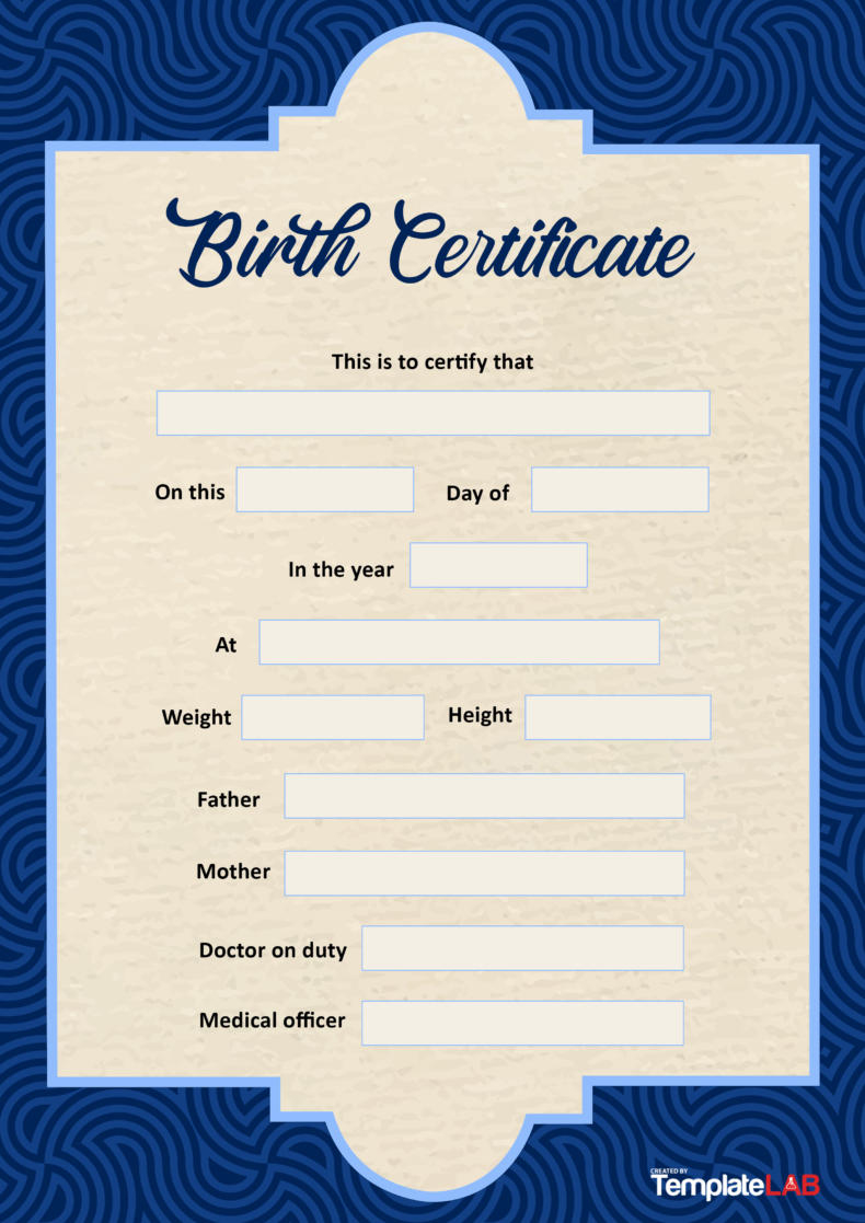 27 Birth Certificate Templates (Word, Ppt &amp; Pdf) ᐅ Templatelab in Fresh Official Birth Certificate Template