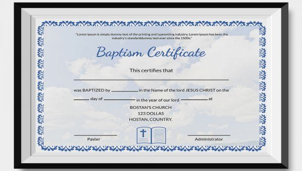 27+ Sample Baptism Certificate Templates - Free Sample With Regard To in Baptism Certificate Template Word Free