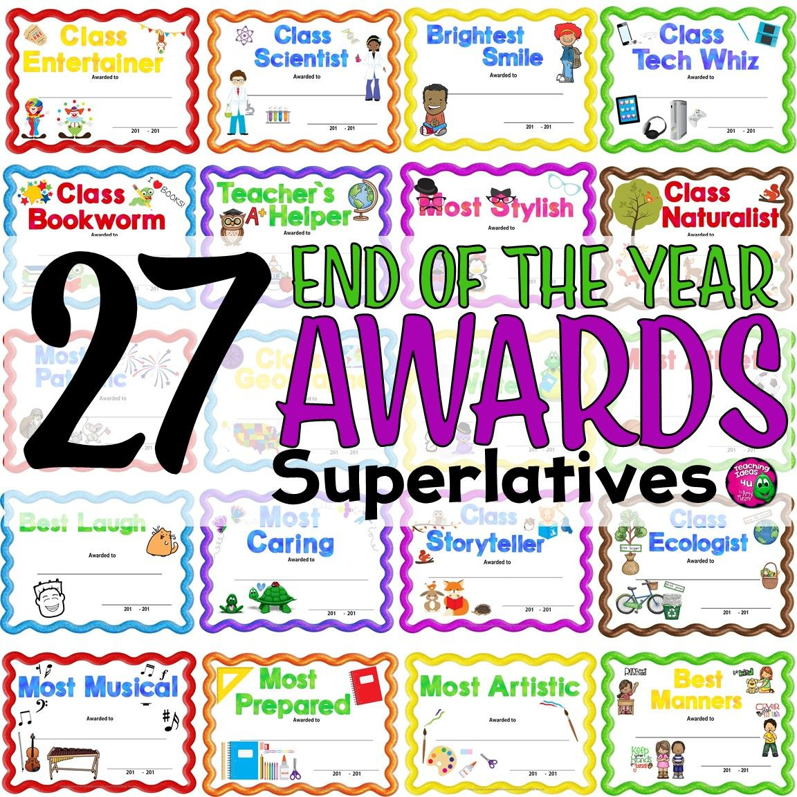 28 End Of The Year Superlative Award Certificates Digital &amp; Printable pertaining to Fascinating Superlative Certificate Template