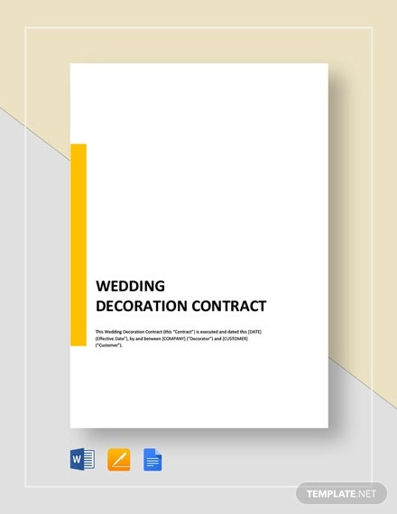 28+ Wedding Contract Templates - Example Word, Google Docs Format within Wedding Decorator Contract Template