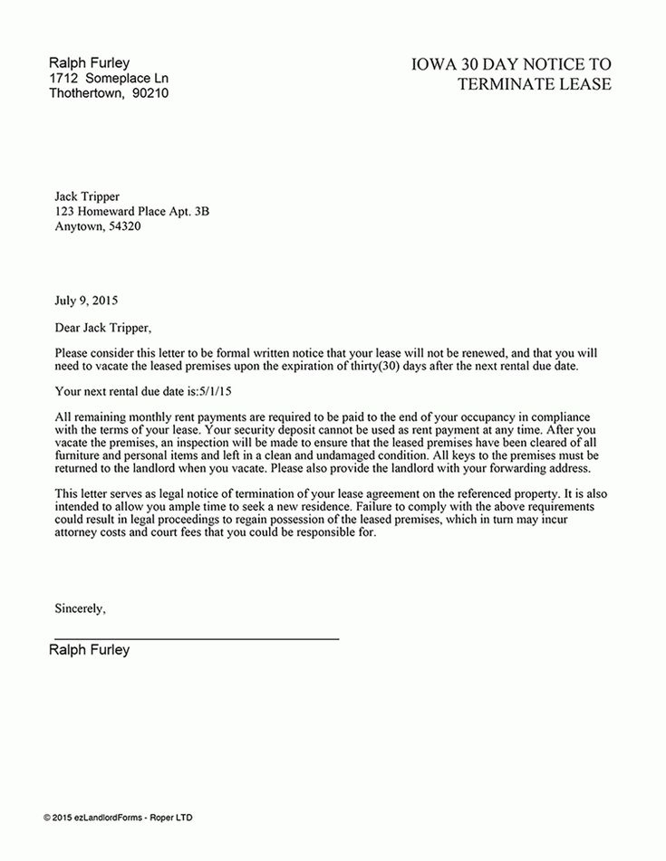 30 Day Lease Termination Letter Sle Letter Template | Being A Landlord pertaining to Fantastic Headshot Photography Contract Template