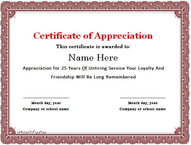 30 Free Certificate Of Appreciation Templates - Free Template Downloads pertaining to Free Template For Certificate Of Recognition