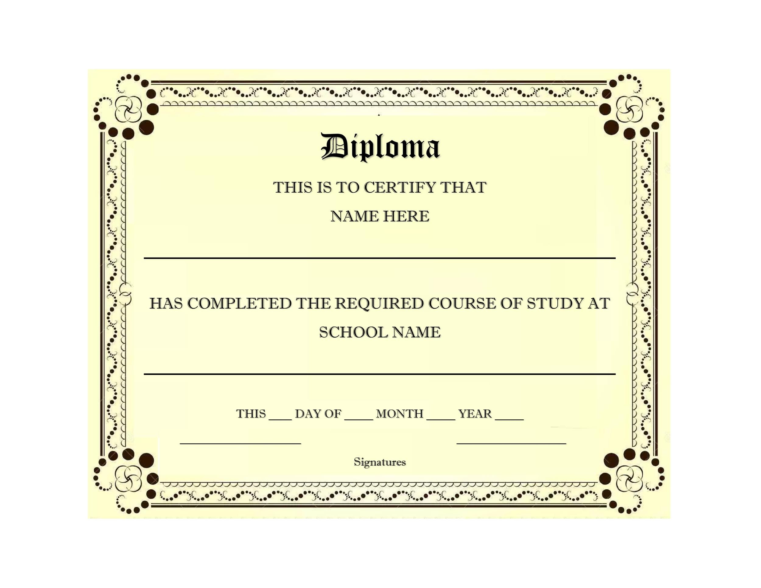 35 Real &amp; Fake Diploma Templates (High School, College, Homeschool) inside College Graduation Certificate Template