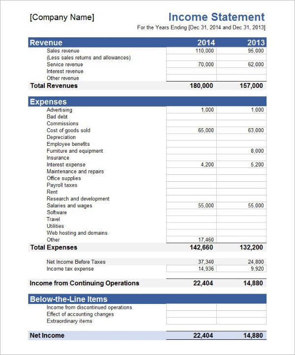 36+ Income Statement Templates Free Pdf, Excel, Word, Xls Formats with Accounting Income Statement Template