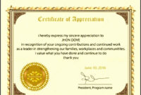 4+ Free Certificate Of Appreciation Template - Sampletemplatess in Fresh Formal Certificate Of Appreciation Template