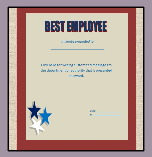42 Printable Award Certificate Templates To Download | Sample Templates for Best Employee Award Certificate Templates