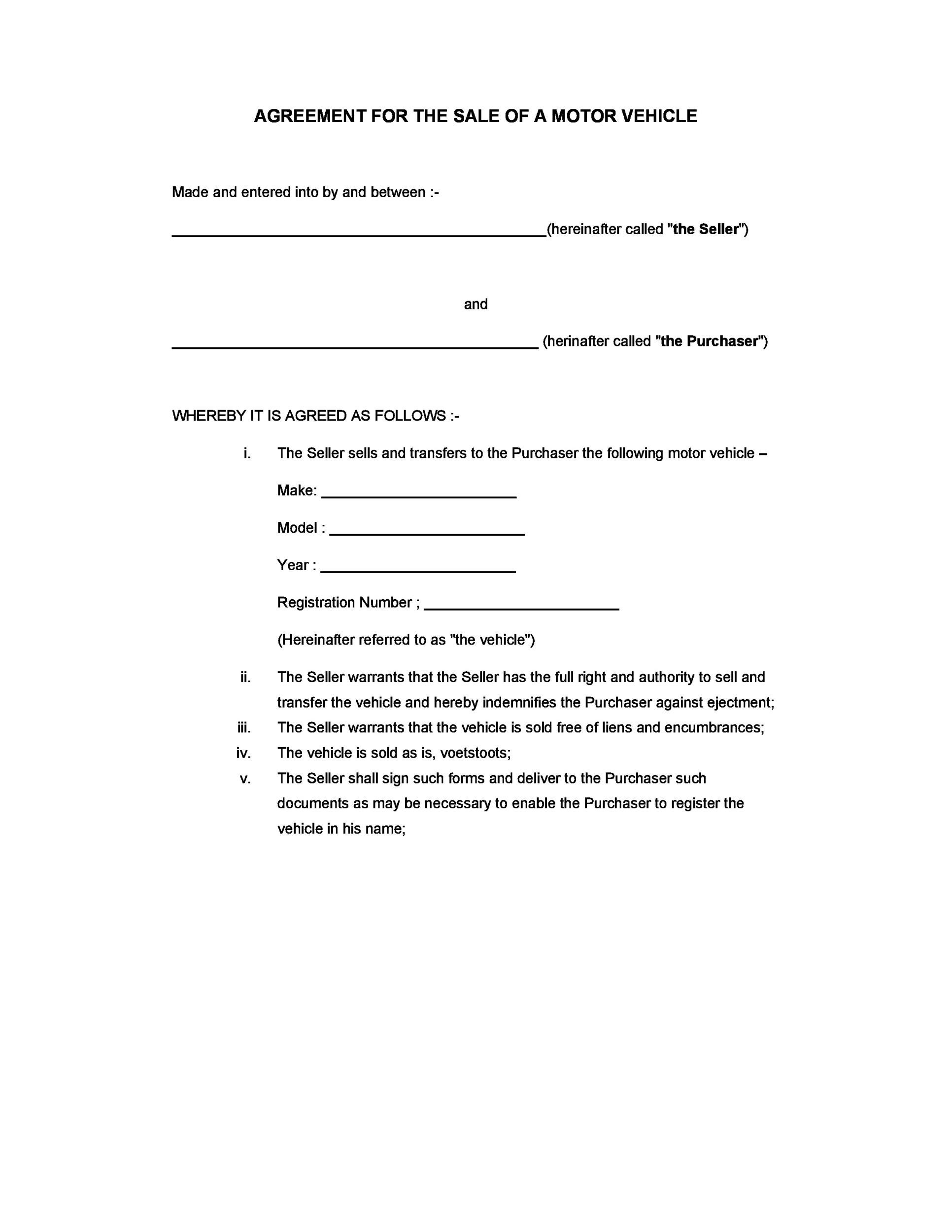 42 Printable Vehicle Purchase Agreement Templates ᐅ Templatelab with Owner Carry Contract Template