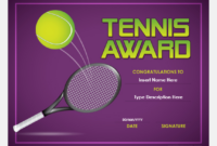 Fascinating Tennis Certificate Template Free