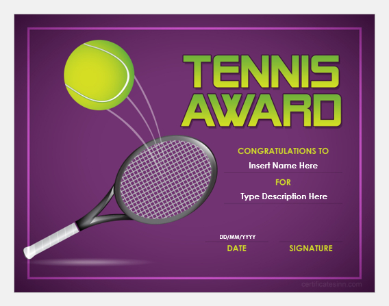 5 Best Tennis Award Certificate Templates | Free Edit Print for Fascinating Tennis Certificate Template Free
