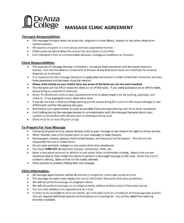5+ Massage Therapy Contract Templates - Pdf, Word, Google Docs, Apple pertaining to Fascinating Client Contract Agreement Sample