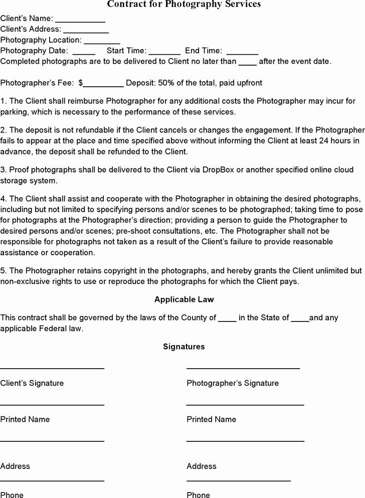 50 Lovely Contract For Photography Services Template In 2020 | Wedding for Corporate Photography Contract Template