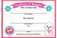 50% Off Sale Puppy Dog Adoption Certificates Instant with Dog Adoption Certificate Template