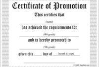 5Th Grade Promotion Certificate Template | This Certificate Of within Free Grade Promotion Certificate Template Printable