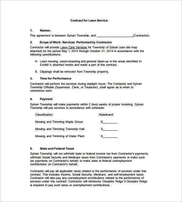 9+ Lawn Service Contract Templates - Free Word, Pdf Documents Download with regard to Landscape Design Contract Template