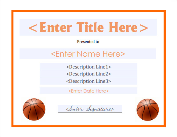 9 Sample Basketball Certificate Templates To Download | Sample Templates pertaining to Free 7 Sportsmanship Certificate Templates Free